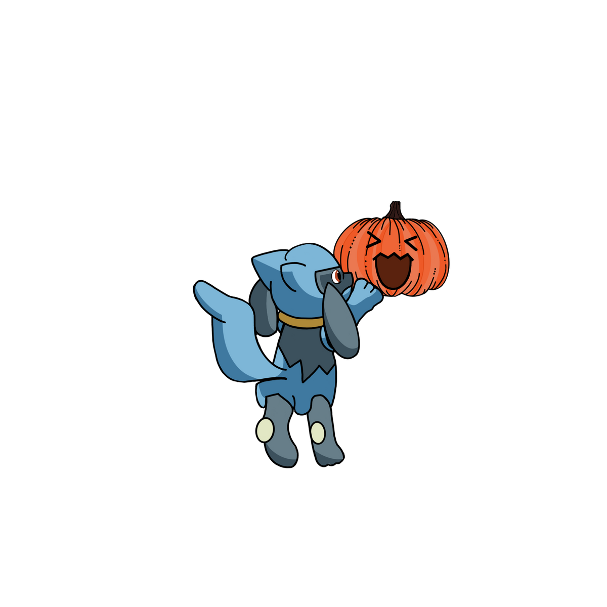 Riolu Carvin' a Punkin' Sticker